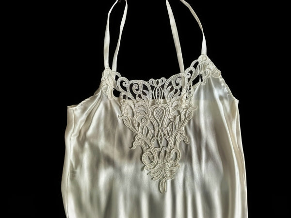 Pure Silk and Nottingham Lace Nightdress/Slip Dress - NSD000001
