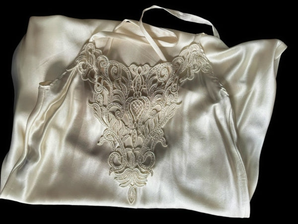 Pure Silk and Nottingham Lace Nightdress/Slip Dress - NSD000001