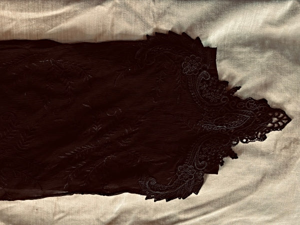 Extra Long Black Silk Chiffon Scarf - SF20261