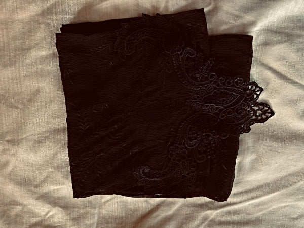 Extra Long Black Silk Chiffon Scarf - SF20261