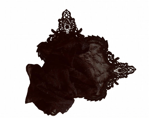 Extra Long Black Silk Chiffon Scarf - SF20266