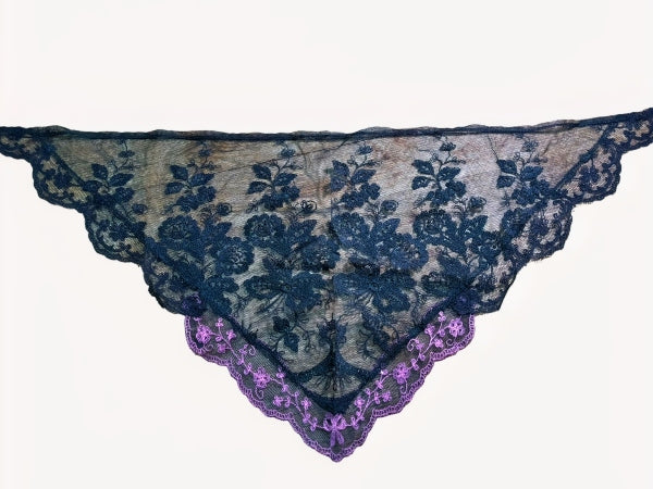 Fuschia Trim Lace Neck Shawl - SH20253