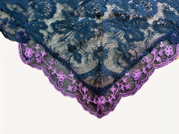 Fuschia Trim Lace Neck Shawl - SH20253