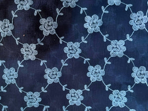 Embroidered Flowers Drippy Silk Chiffon Scarf - SF914