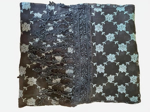 Embroidered Flowers Drippy Silk Chiffon Scarf - SF914