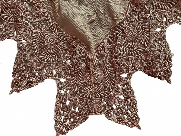 Leaf Embroidered Silk Shawl - SH301