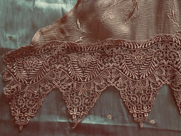 Leaf Embroidered Silk Shawl - SH301