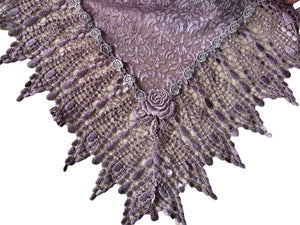 Silk Devore and Pearl Nottingham Lace Shawl - SH413