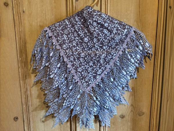 Silk Devore and Pearl Nottingham Lace Shawl - SH413
