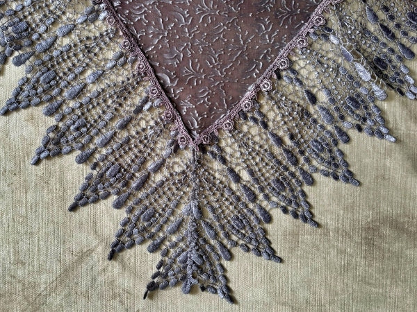 Silk Devore and Pearl Nottingham Lace Shawl - SH413