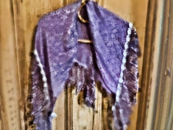 Silk Devore and Pearl Nottingham Lace Shawl - SH413