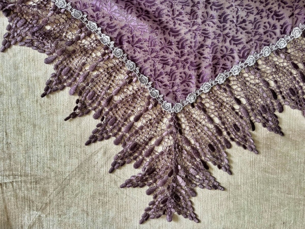 Silk Devore and Pearl Nottingham Lace Shawl - SH413