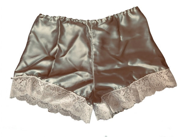 Pure Silk and Nottingham Lace Shorts in Ocean Pearl - SHORT1