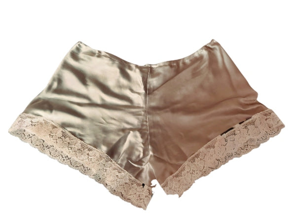 Pure Silk and Nottingham Lace Shorts in Ocean Pearl - SHORT2