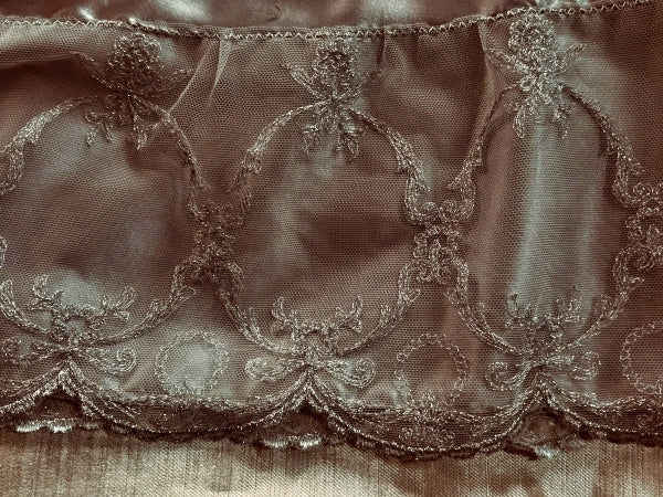 Silver Silk and Nottingham Lace Skirt - SK1