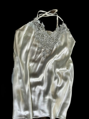 Pure Pale Blue Silk and Nottingham Lace Chemise  - SL000001