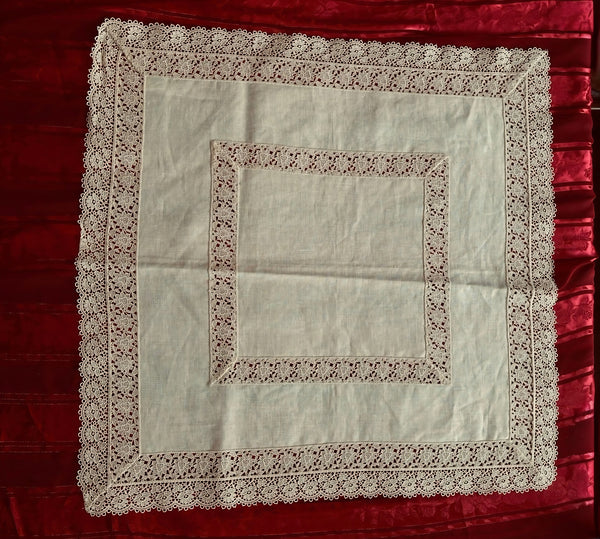 Nottingham Lace and Irish Linen Tablecloth  - TC624