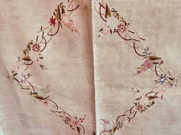 Vintage Cotton Crinoline Lady Embroidered Tablecloth - VTC1