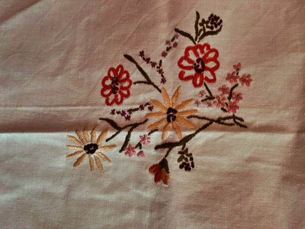 Vintage Cotton Embroidered Tablecloth - VTC2