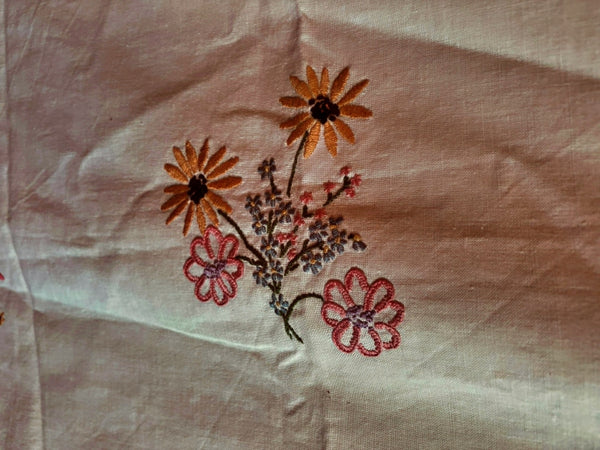 Vintage Cotton Embroidered Tablecloth - VTC2