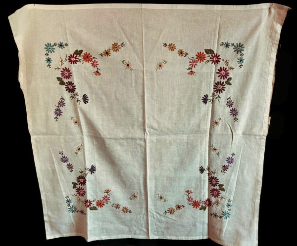 Vintage Cotton Embroidered Tablecloth - VTC3