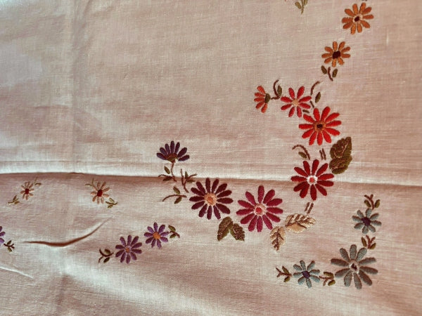 Vintage Cotton Embroidered Tablecloth - VTC3