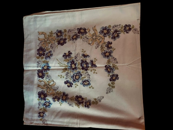Vintage Blue Flower Cotton Tablecloth - VTC4