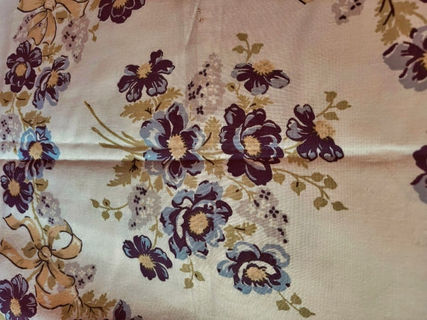 Vintage Blue Flower Cotton Tablecloth - VTC4