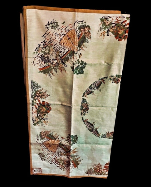 Vintage Orange Patterned Cotton Tablecloth - VTC5