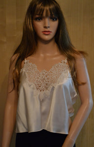 Silk Lace Trimmed Camisole in Ivory - CMS102