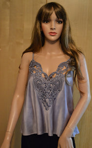 Silk Lace Trimmed Camisole in Dark Parma Violet - CMS103
