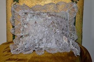 Lace Lovers Ivory Cotton Velvet Cushion - LLCN204