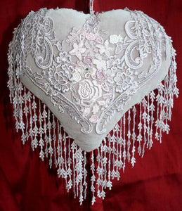 Victorian Inspired Velvet Heart Cushion - HCN203