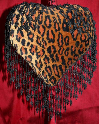 Velvet Leopardskin Heart Cushion - LHCN203