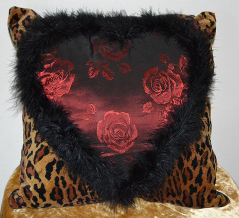 Leopardskin and Maribou Feather Cushion - LSMR1