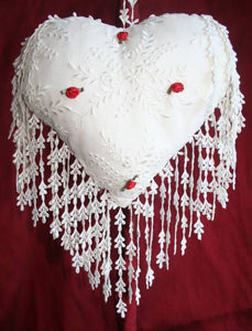 Romantic Rosebud Silk Heart Cushion- RHCNBUD